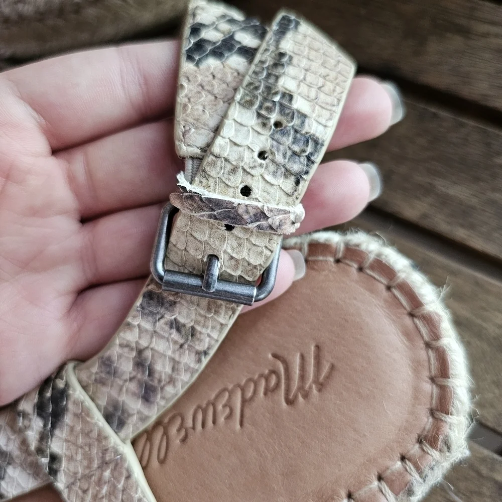 NWOT Madewell the Malia leather espadrille sandals jute soles snake embossed 11 - Picture 7 of 7